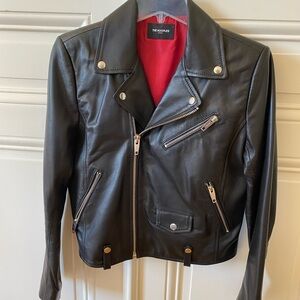 The Kooples Black Leather Biker Jacket